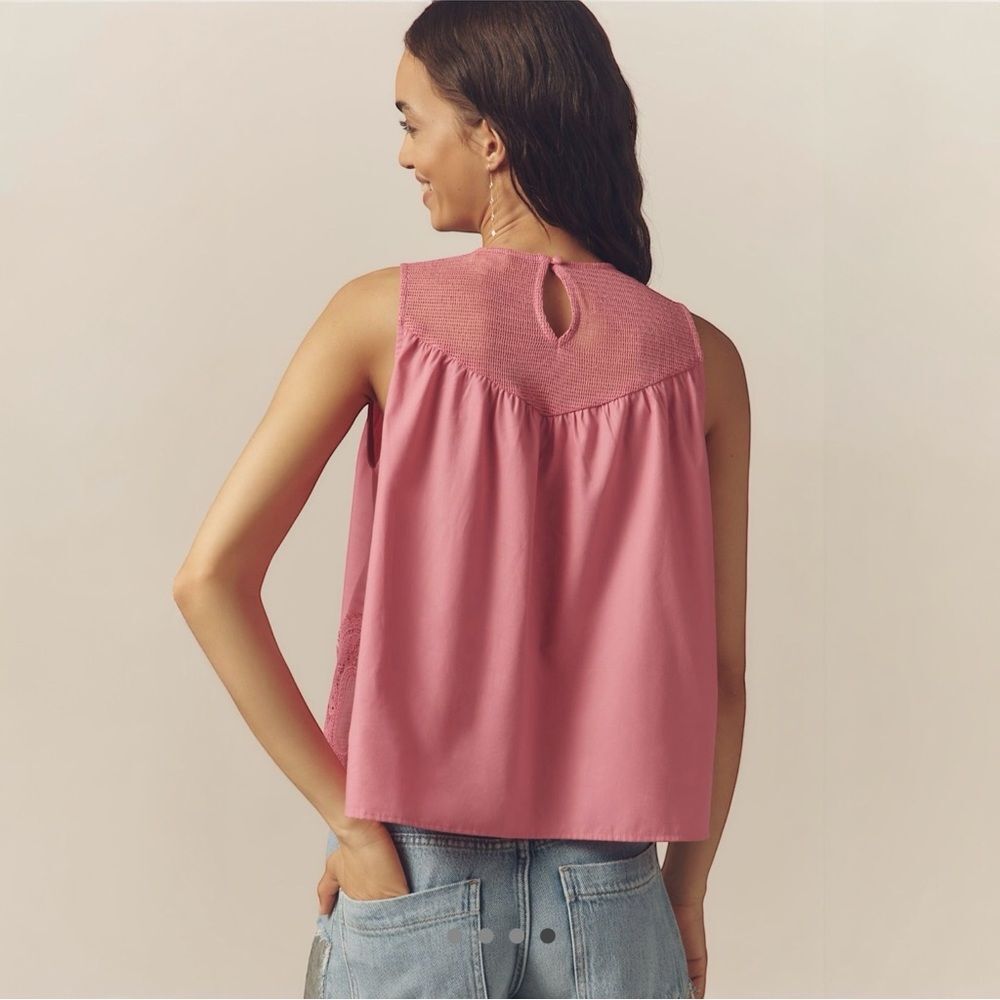 NWT Anthropologie Top The Iris Poplin Sleeveless Blouse by En Elly Pink Size XL - Picture 4 of 6